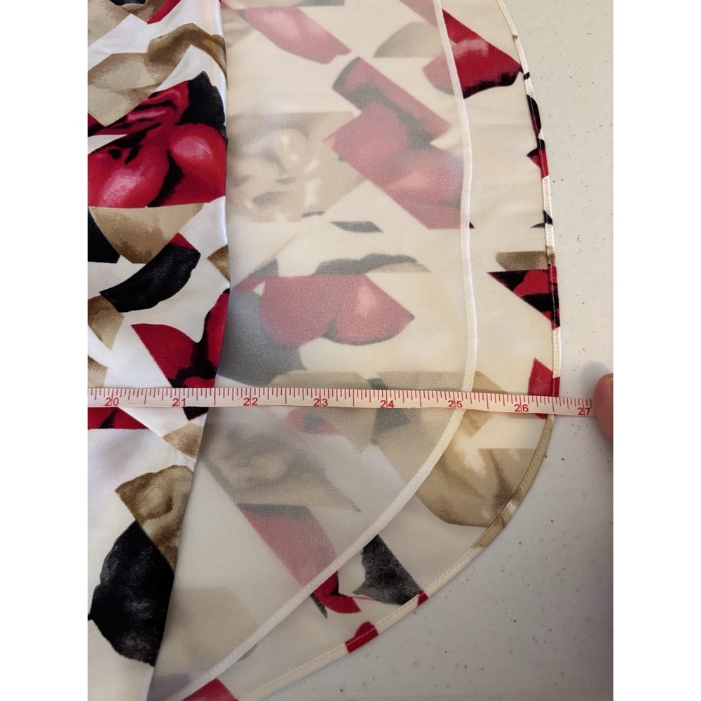 White House Black Market Silk Stretch‎ Top Red White Womens XS Floral Tank - Picture 8 of 9